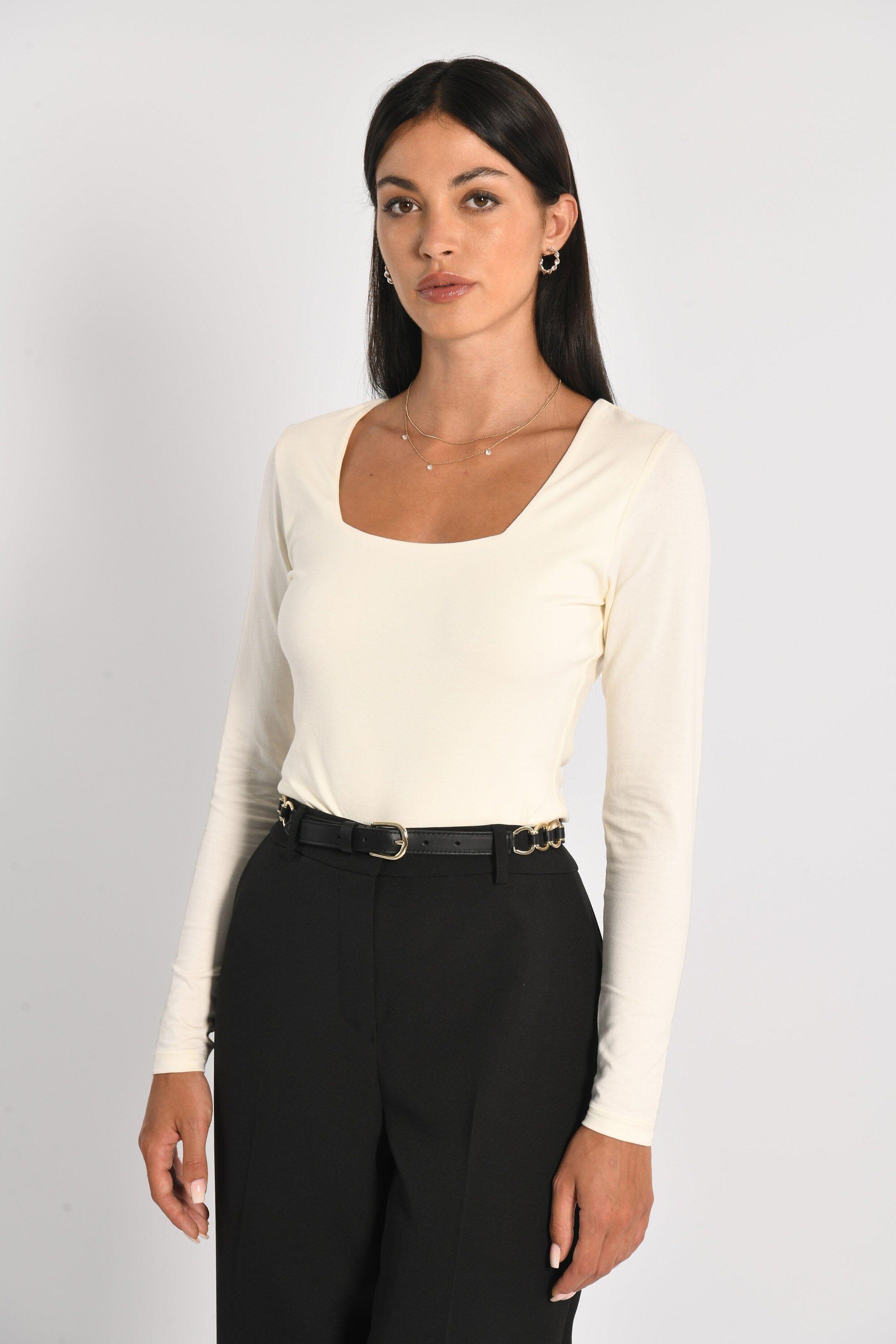T-SHIRT COL CARRÉ CLÉMENTINE ÉCRU TEE SHIRT KOOKAI Mode Kookai