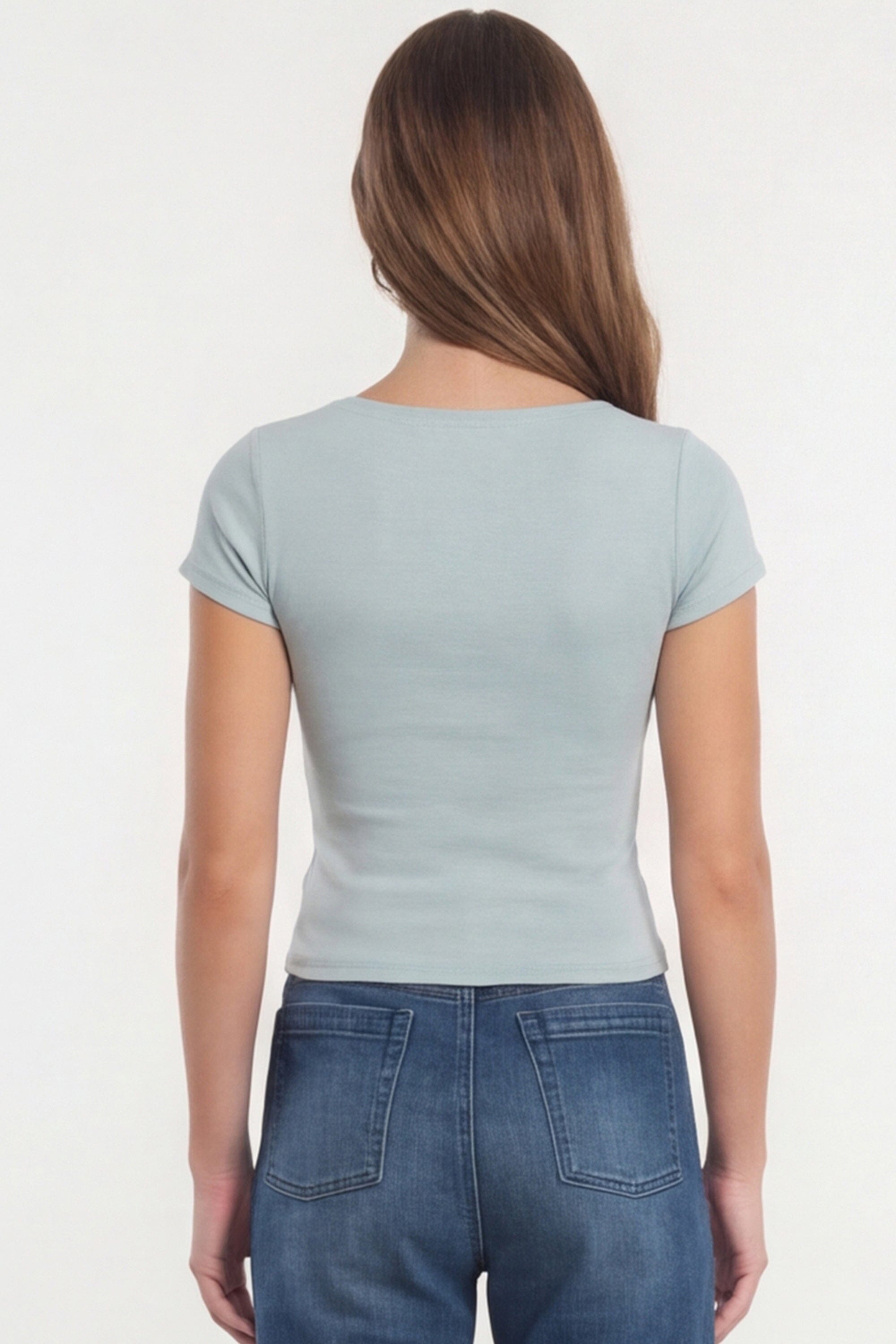 T-SHIRT COL CARRÉ - VIRGINI - CELDAON TEE SHIRT NEW KOOKAI Mode Kookai