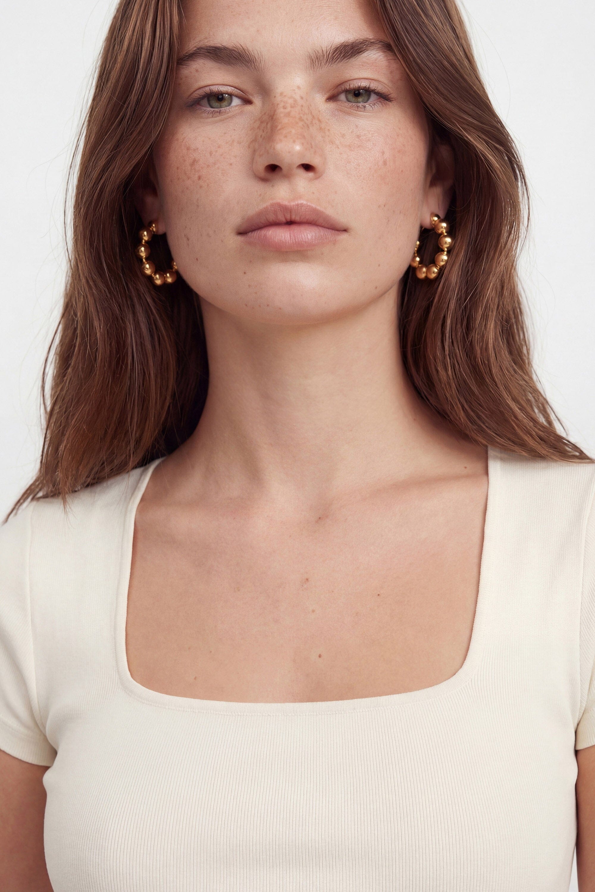 T-SHIRT COL CARRÉ - VIRGINI - ECRU TEE SHIRT NEW KOOKAI Mode Kookai