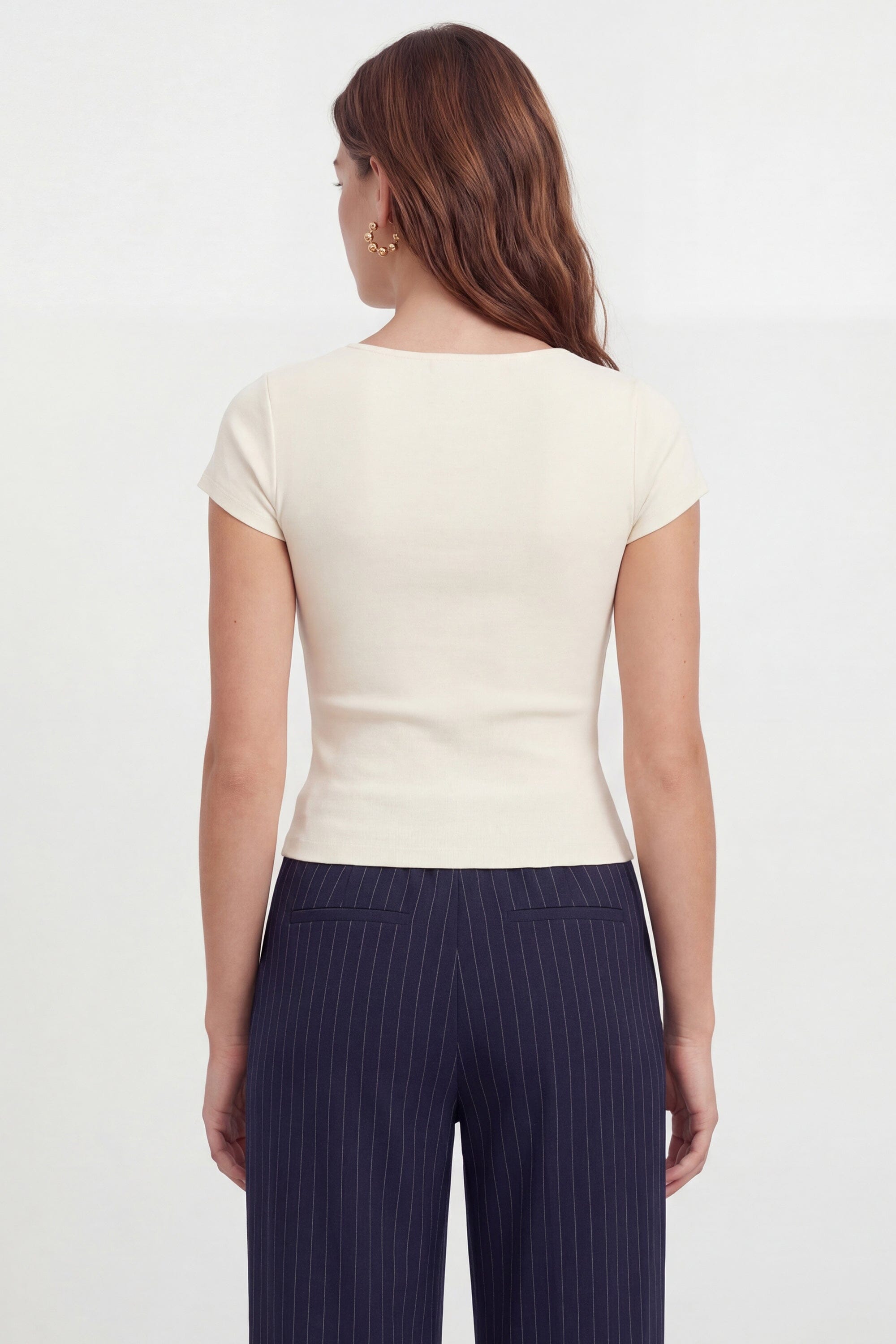 T-SHIRT COL CARRÉ - VIRGINI - ECRU TEE SHIRT NEW KOOKAI Mode Kookai