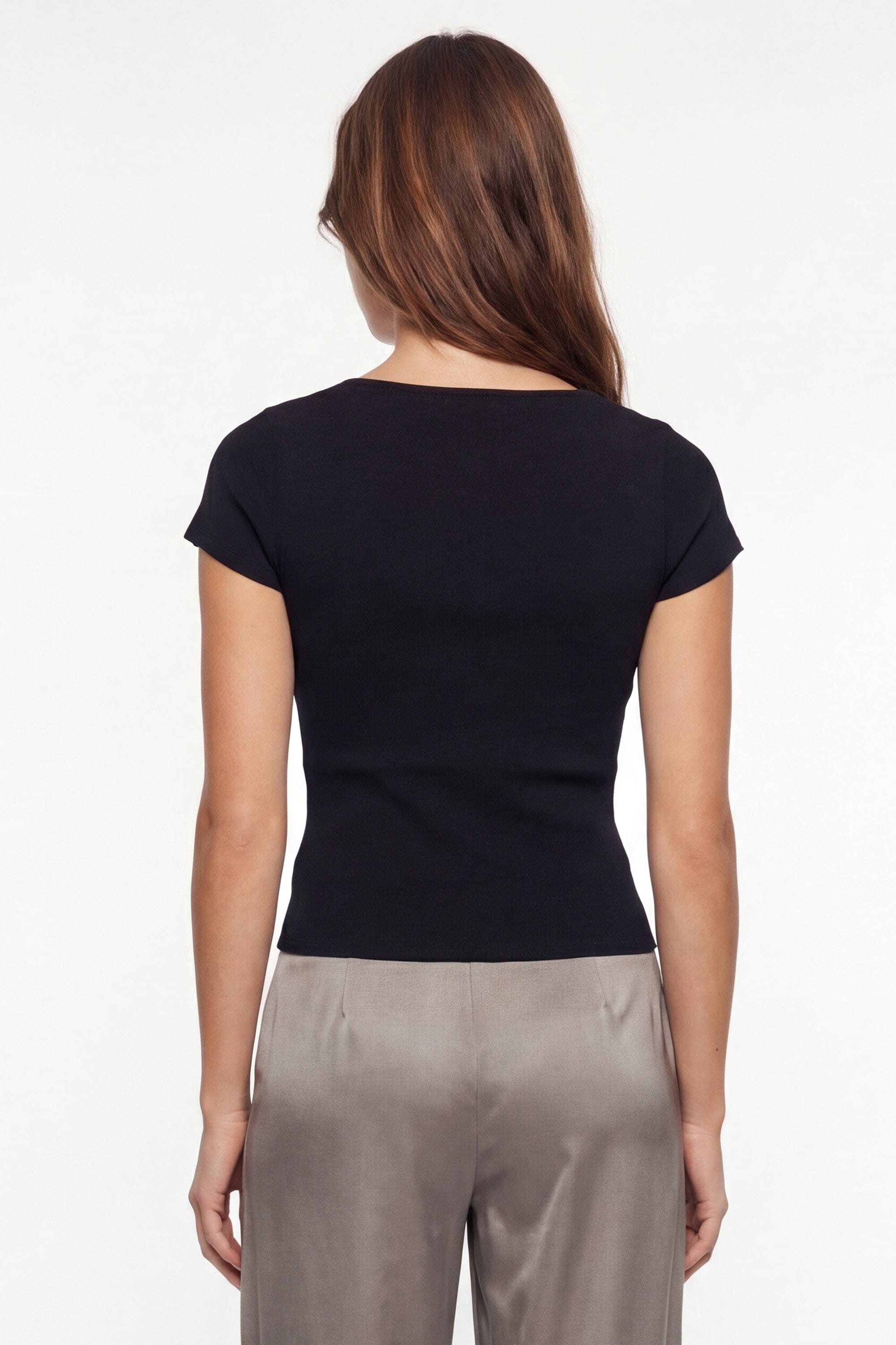 T-SHIRT COL CARRÉ - VIRGINI - NOIR TEE SHIRT NEW KOOKAI Mode Kookai