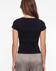 T-SHIRT COL CARRÉ - VIRGINI - NOIR TEE SHIRT NEW KOOKAI Mode Kookai