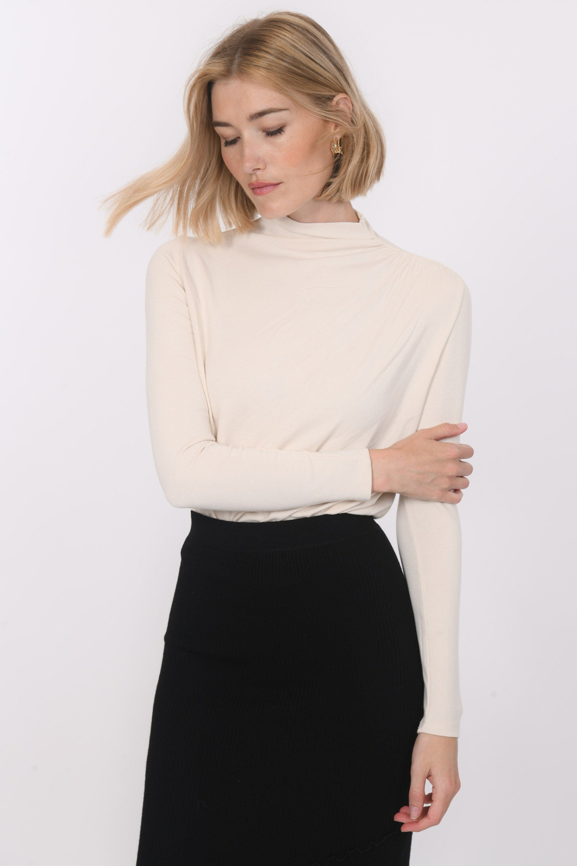 T-SHIRT COL MONTANT - BASSA - CREME TEE SHIRT NEW KOOKAI Mode Kookai