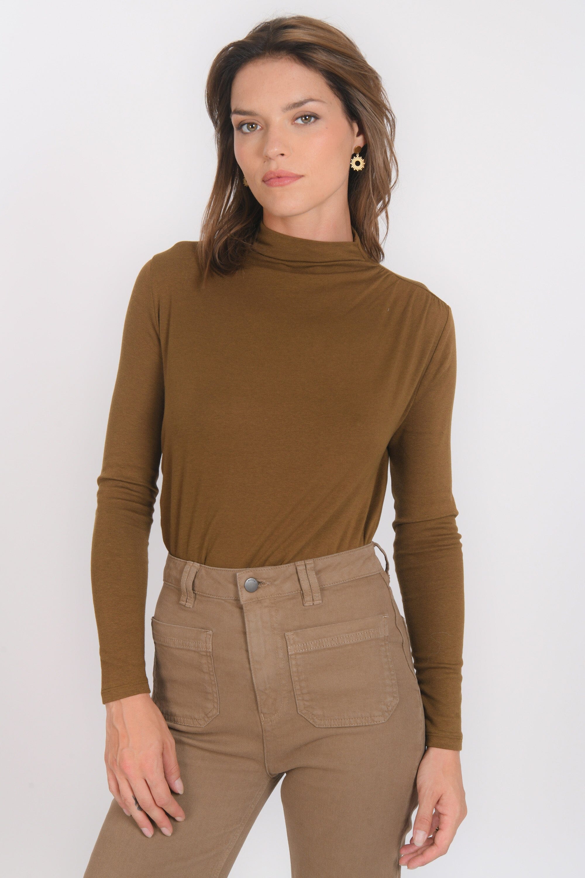 T-SHIRT COL MONTANT - BASSA - KAKI TEE SHIRT NEW KOOKAI Mode Kookai