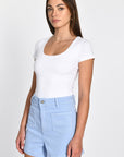 T-SHIRT COL U VIRGINIE BLANC TEE SHIRT KOOKAI Mode Kookai