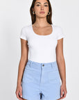 T-SHIRT COL U VIRGINIE BLANC TEE SHIRT KOOKAI Mode Kookai