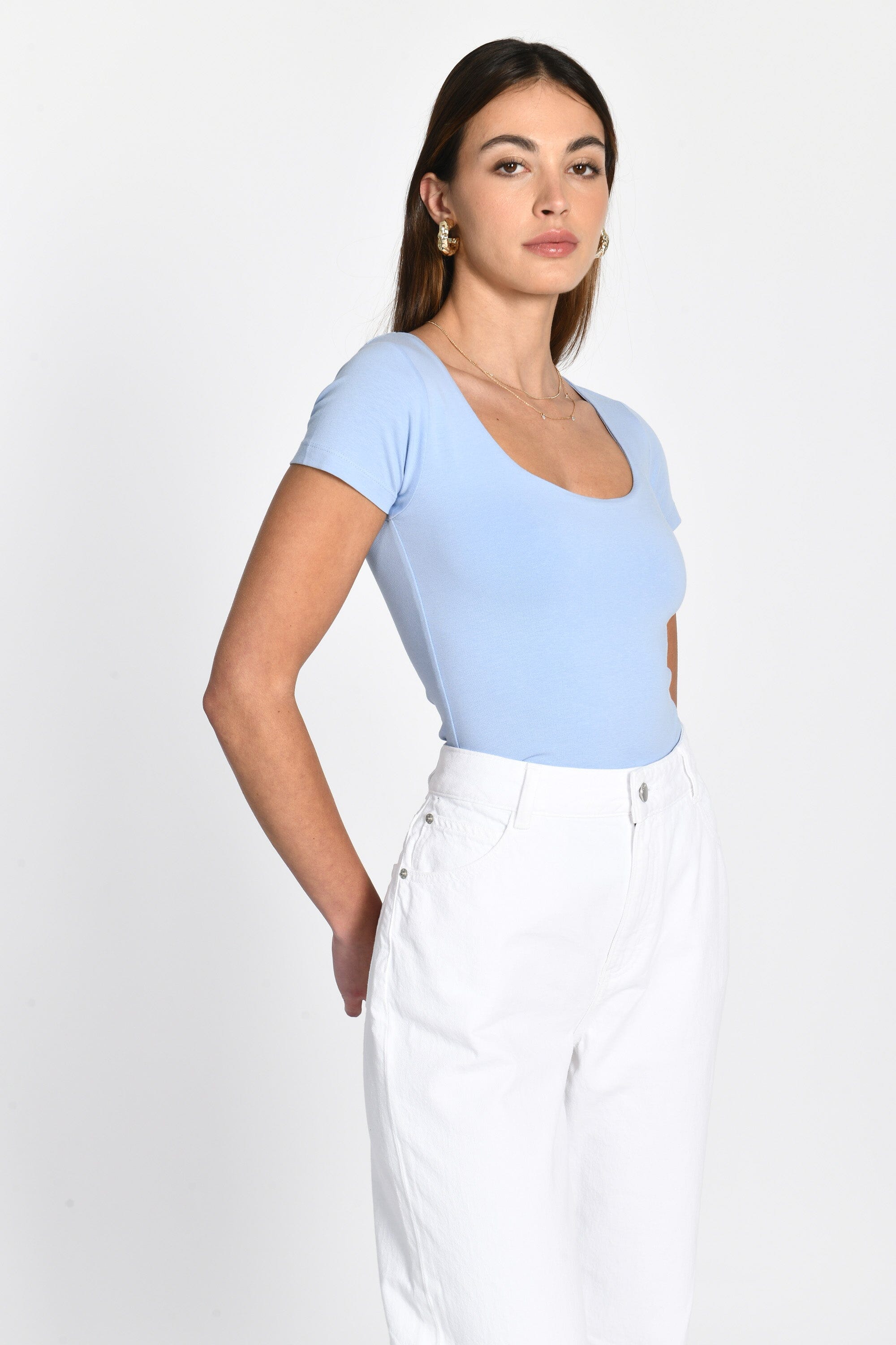 T-SHIRT COL U VIRGINIE CIEL TEE SHIRT KOOKAI Mode Kookai