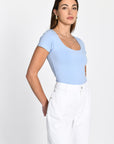 T-SHIRT COL U VIRGINIE CIEL TEE SHIRT KOOKAI Mode Kookai