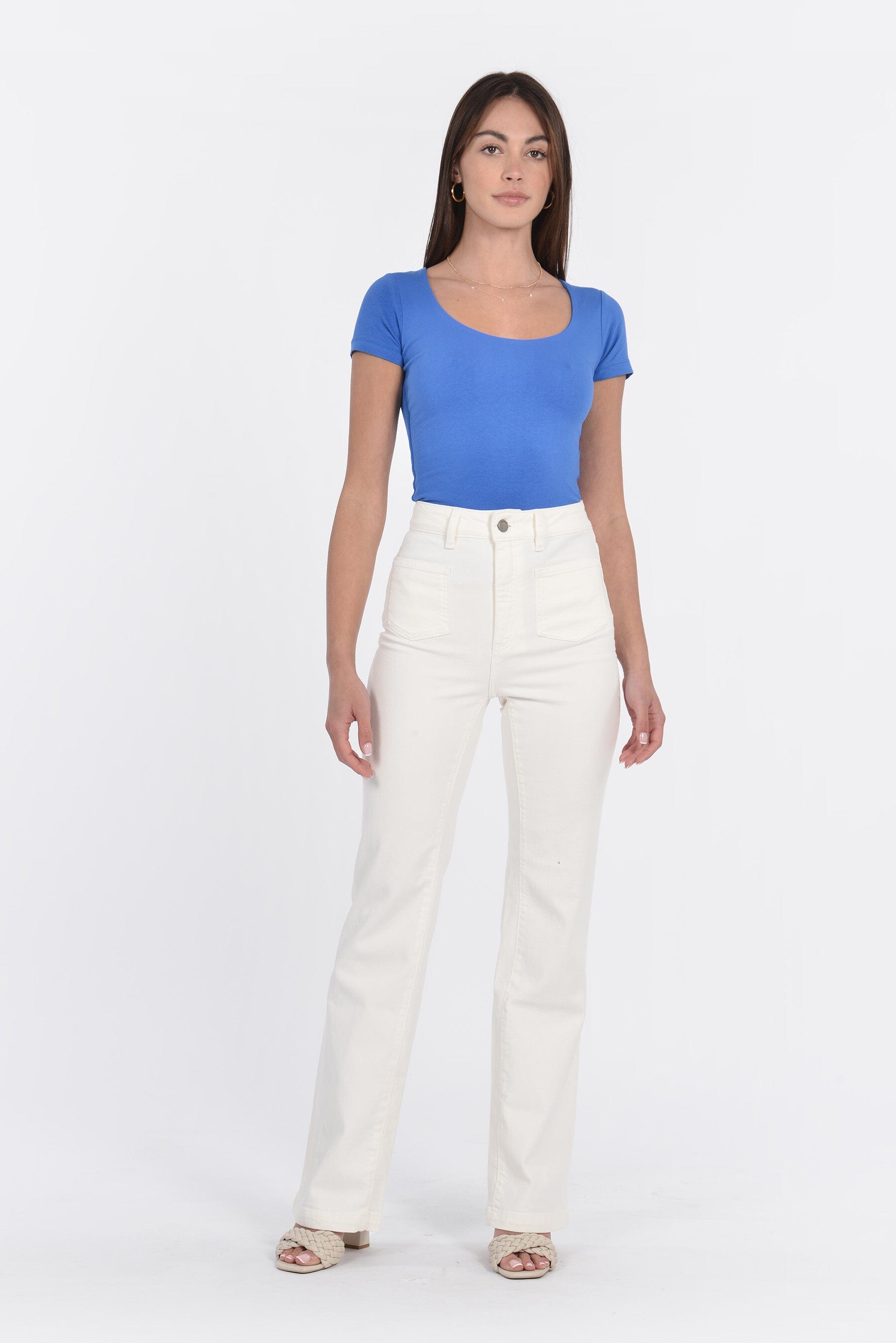 T-SHIRT COL U VIRGINIE CYAN TEE SHIRT KOOKAI Mode Kookai