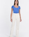 T-SHIRT COL U VIRGINIE CYAN TEE SHIRT KOOKAI Mode Kookai