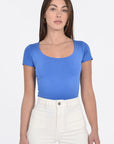 T-SHIRT COL U VIRGINIE CYAN TEE SHIRT KOOKAI Mode Kookai