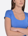 T-SHIRT COL U VIRGINIE CYAN TEE SHIRT KOOKAI Mode Kookai