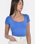 T-SHIRT COL U VIRGINIE CYAN TEE SHIRT KOOKAI Mode Kookai