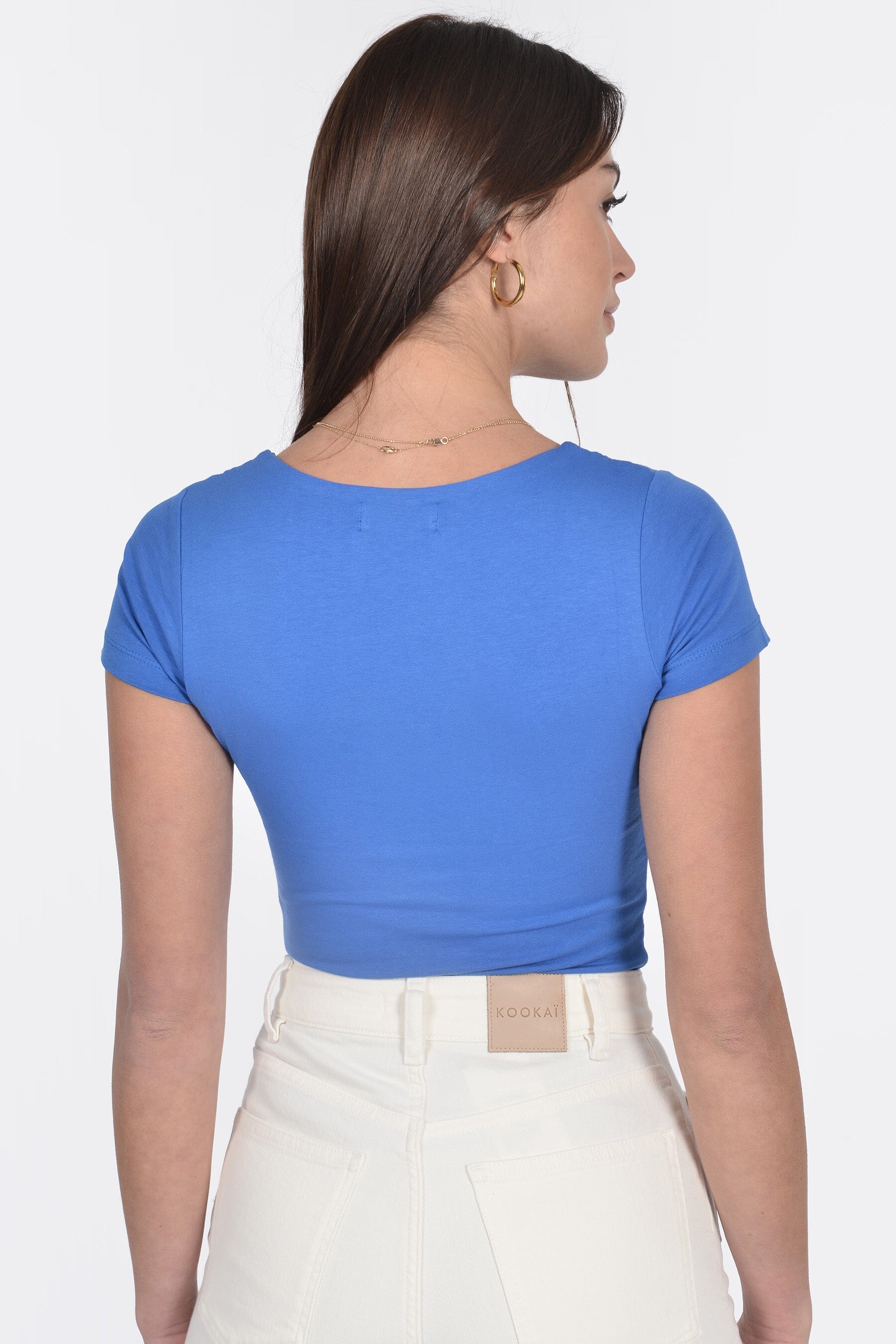 T-SHIRT COL U VIRGINIE CYAN TEE SHIRT KOOKAI Mode Kookai