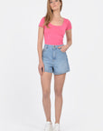 T-SHIRT COL U VIRGINIE FUSHIA TEE SHIRT KOOKAI Mode Kookai