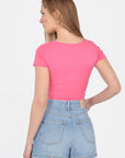 T-SHIRT COL U VIRGINIE FUSHIA TEE SHIRT KOOKAI Mode Kookai