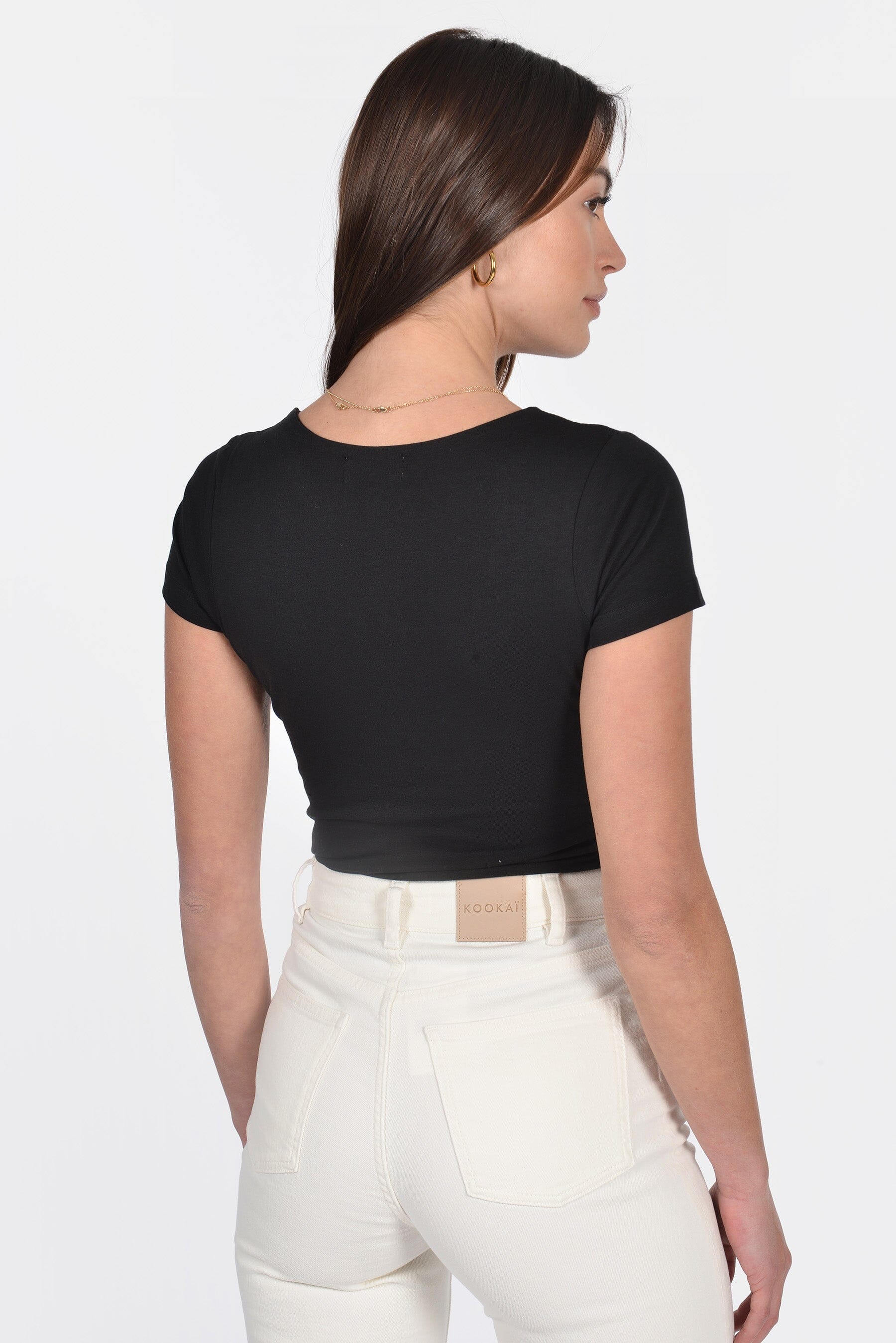 T-SHIRT COL U VIRGINIE NOIR TEE SHIRT KOOKAI Mode Kookai