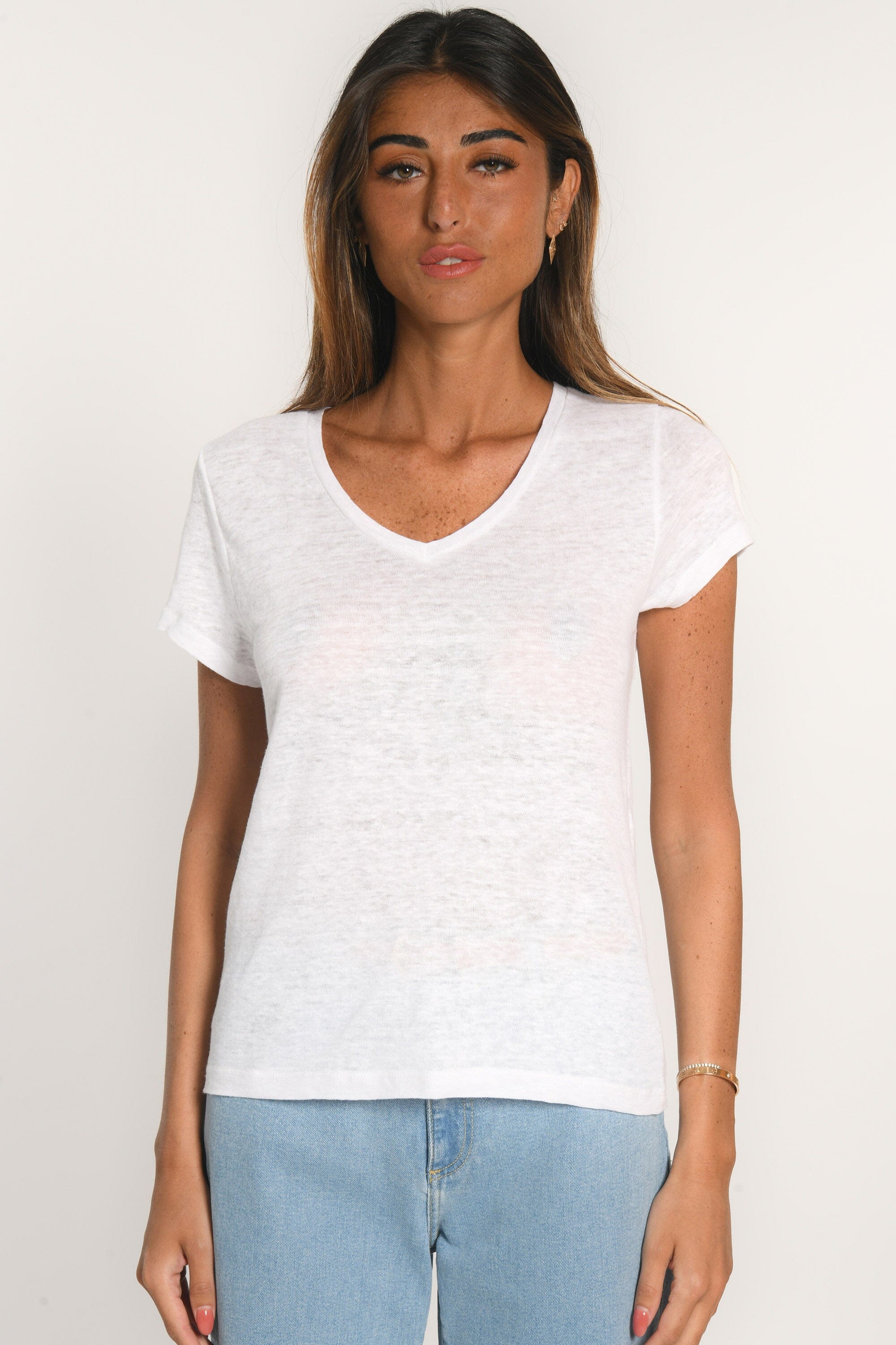 T-SHIRT COL V - LOUISE - BLANC TEE SHIRT KOOKAI Mode Kookai