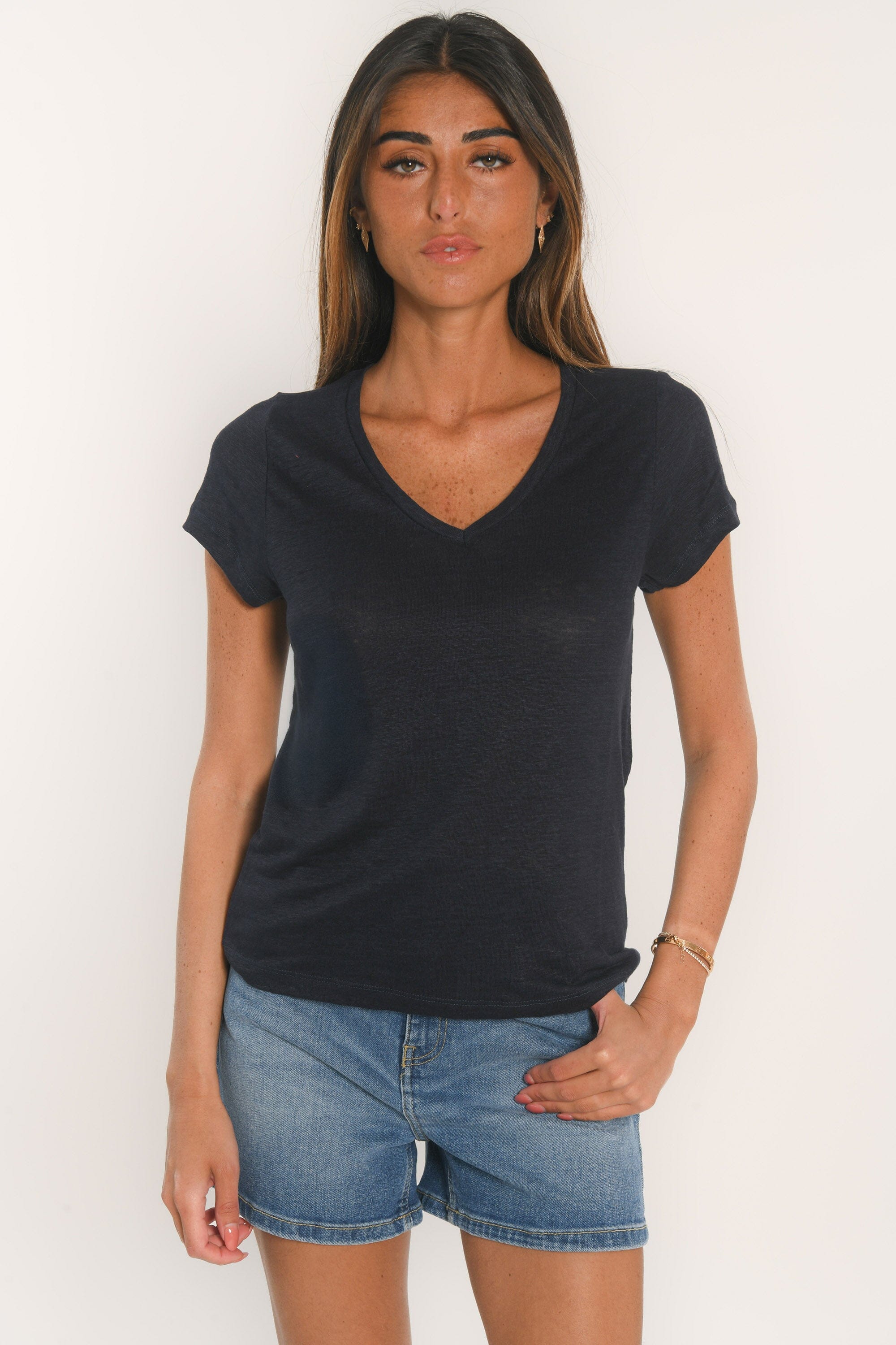 T-SHIRT COL V - LOUISE - MARINE TEE SHIRT KOOKAI Mode Kookai
