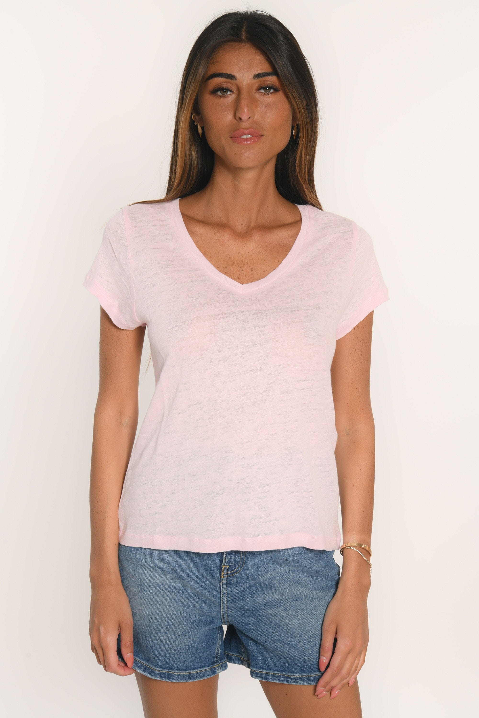 T-SHIRT COL V - LOUISE - ROSE TEE SHIRT KOOKAI Mode Kookai