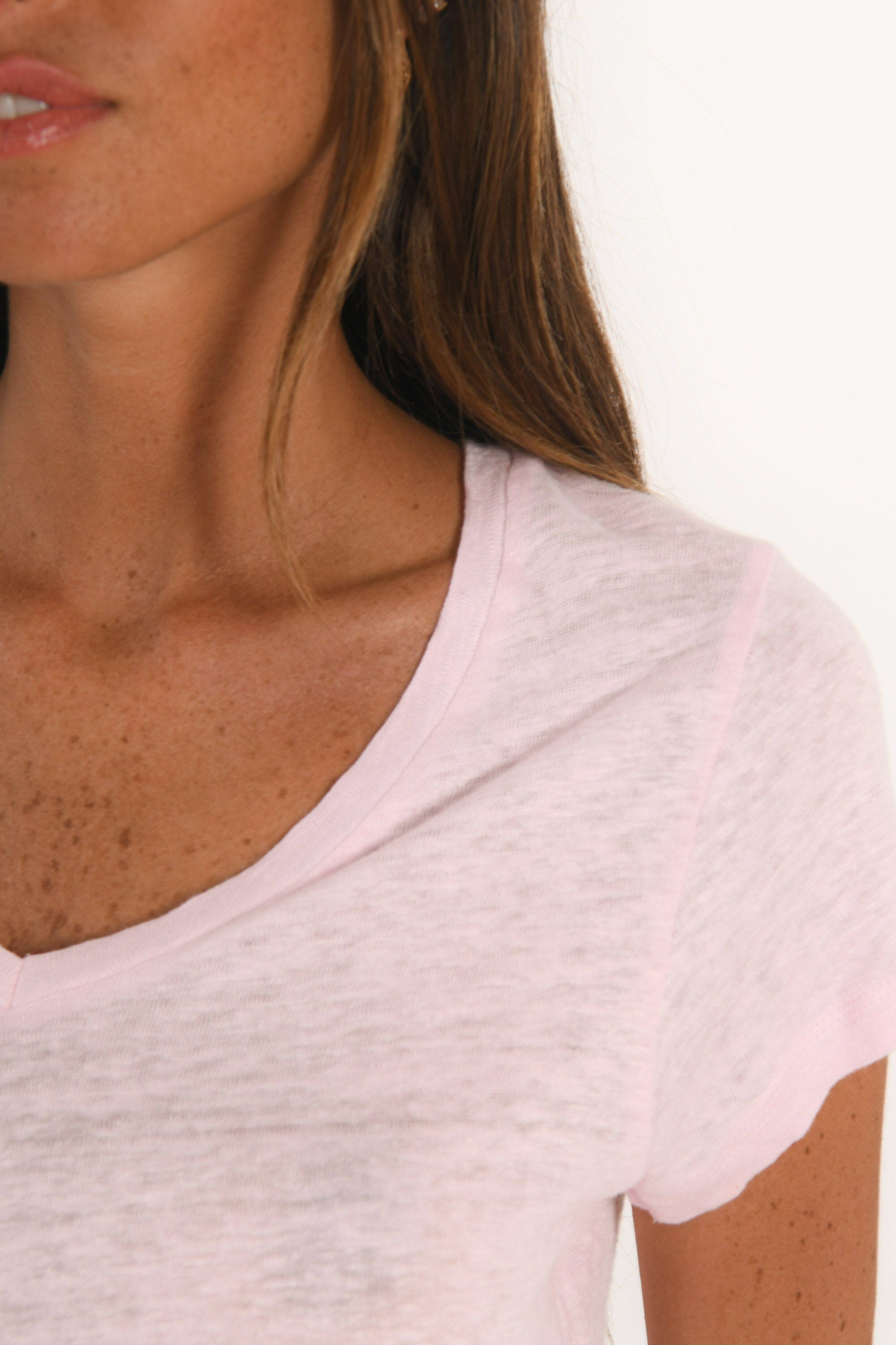 T-SHIRT COL V - LOUISE - ROSE TEE SHIRT KOOKAI Mode Kookai