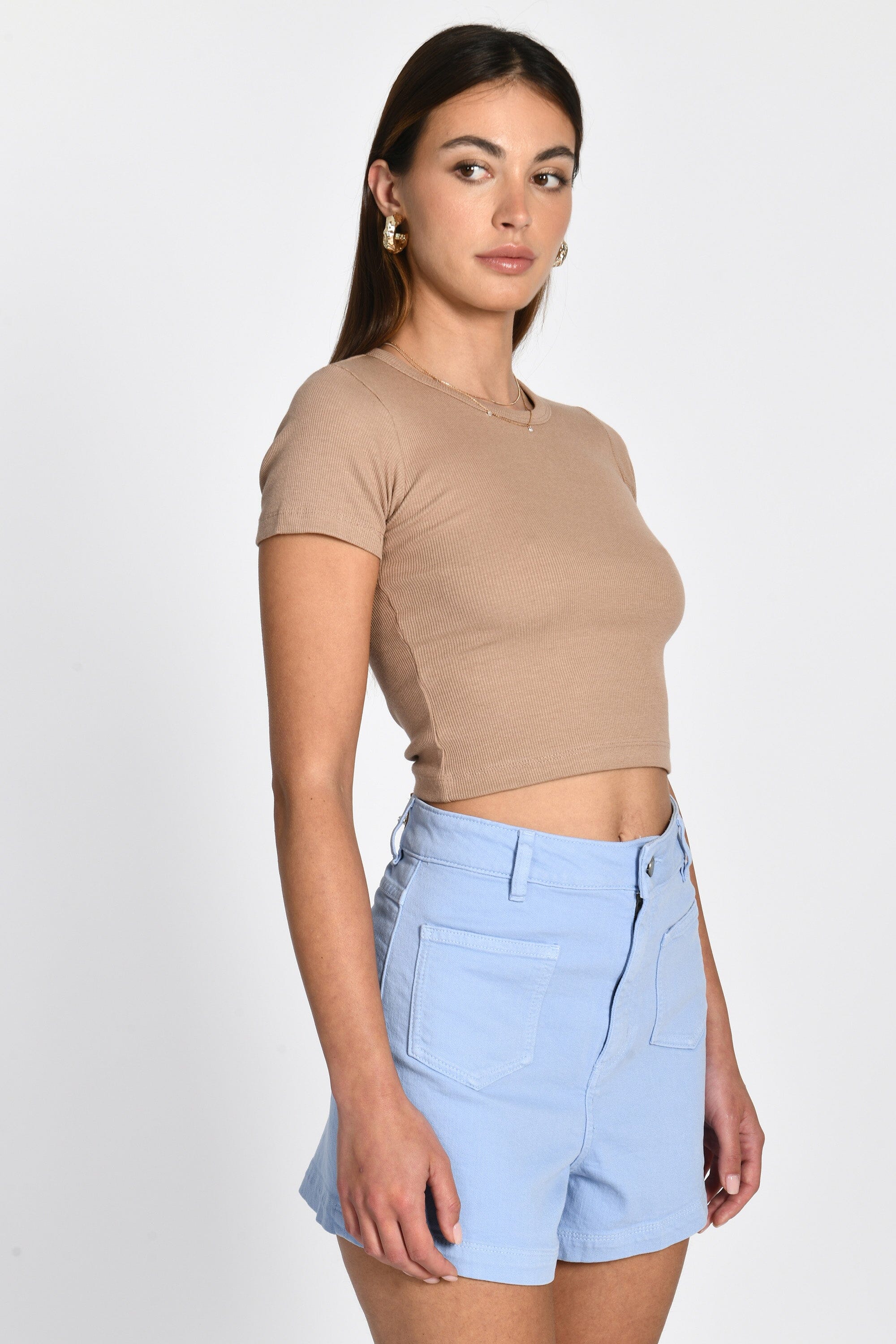 T-SHIRT CÔTELÉ JENNY BEIGE TEE SHIRT KOOKAI Mode Kookai