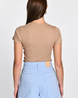 T-SHIRT CÔTELÉ JENNY BEIGE TEE SHIRT KOOKAI Mode Kookai