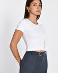 T-SHIRT CÔTELÉ JENNY BLANC TEE SHIRT KOOKAI Mode Kookai
