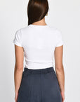T-SHIRT CÔTELÉ JENNY BLANC TEE SHIRT KOOKAI Mode Kookai
