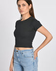 T-SHIRT CÔTELÉ JENNY NOIR TEE SHIRT KOOKAI Mode Kookai