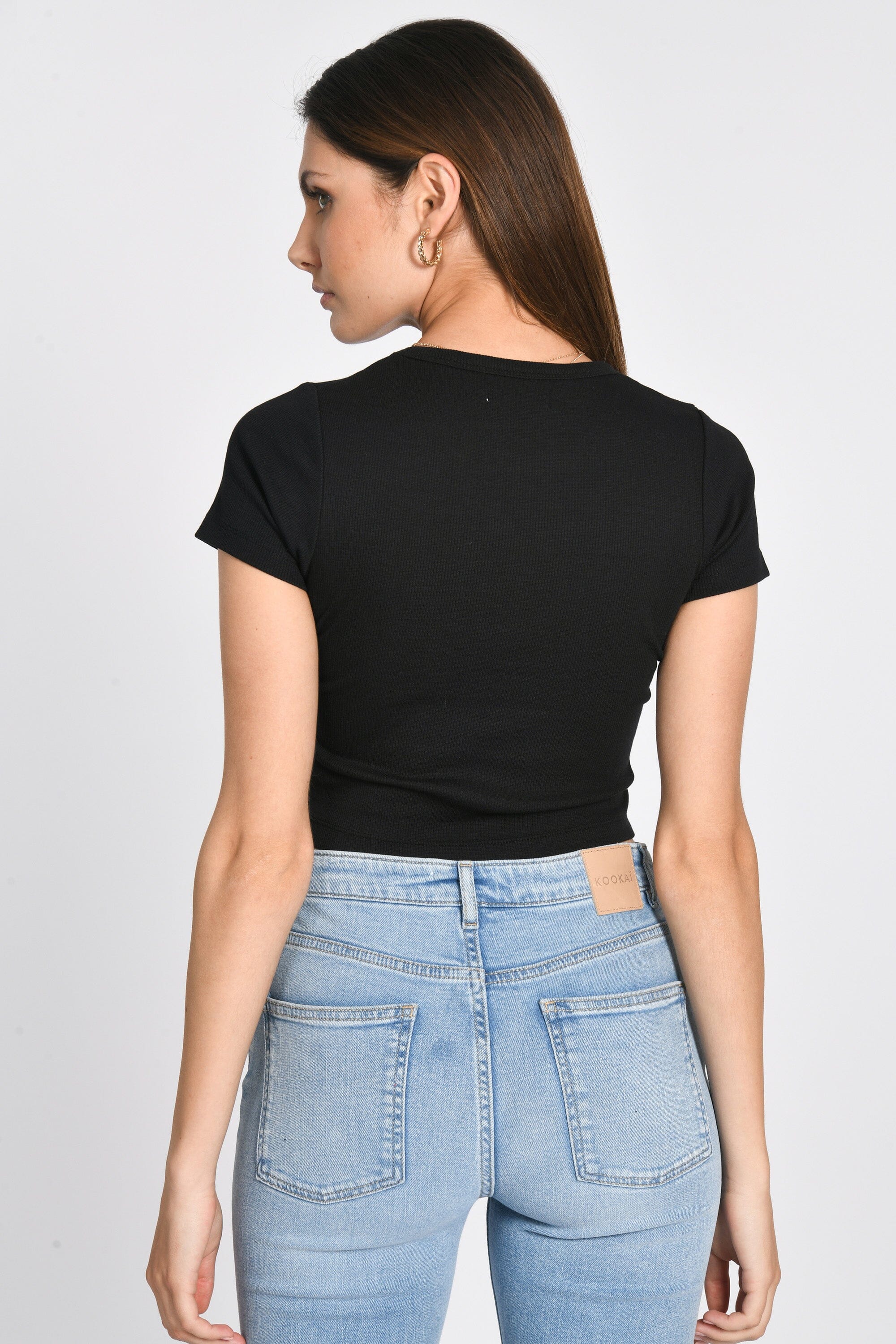 T-SHIRT CÔTELÉ JENNY NOIR TEE SHIRT KOOKAI Mode Kookai