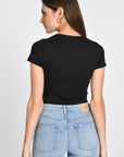 T-SHIRT CÔTELÉ JENNY NOIR TEE SHIRT KOOKAI Mode Kookai