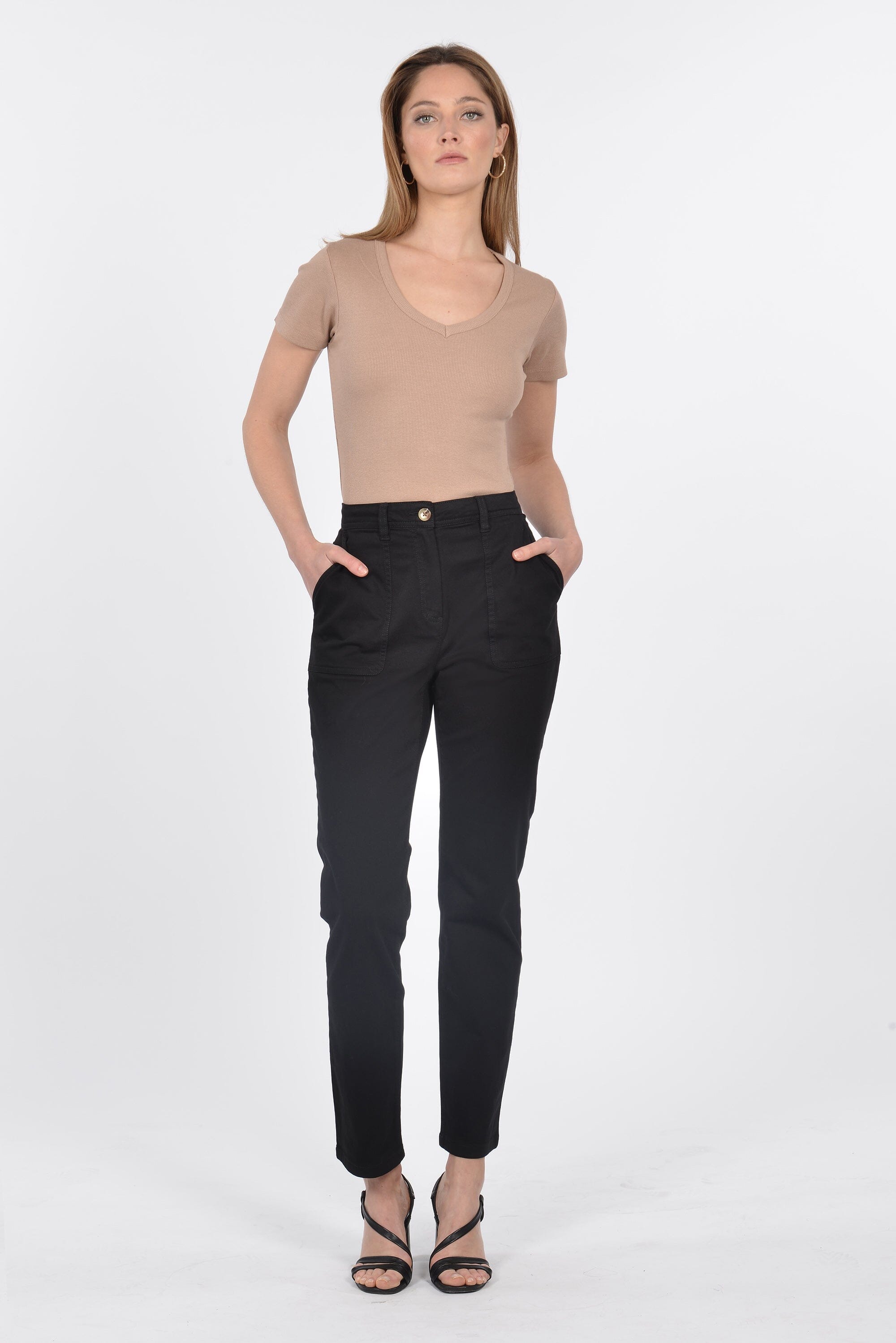 T-SHIRT CÔTELÉ V CLAIRE BEIGE TEE SHIRT KOOKAI Mode Kookai
