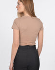 T-SHIRT CÔTELÉ V CLAIRE BEIGE TEE SHIRT KOOKAI Mode Kookai