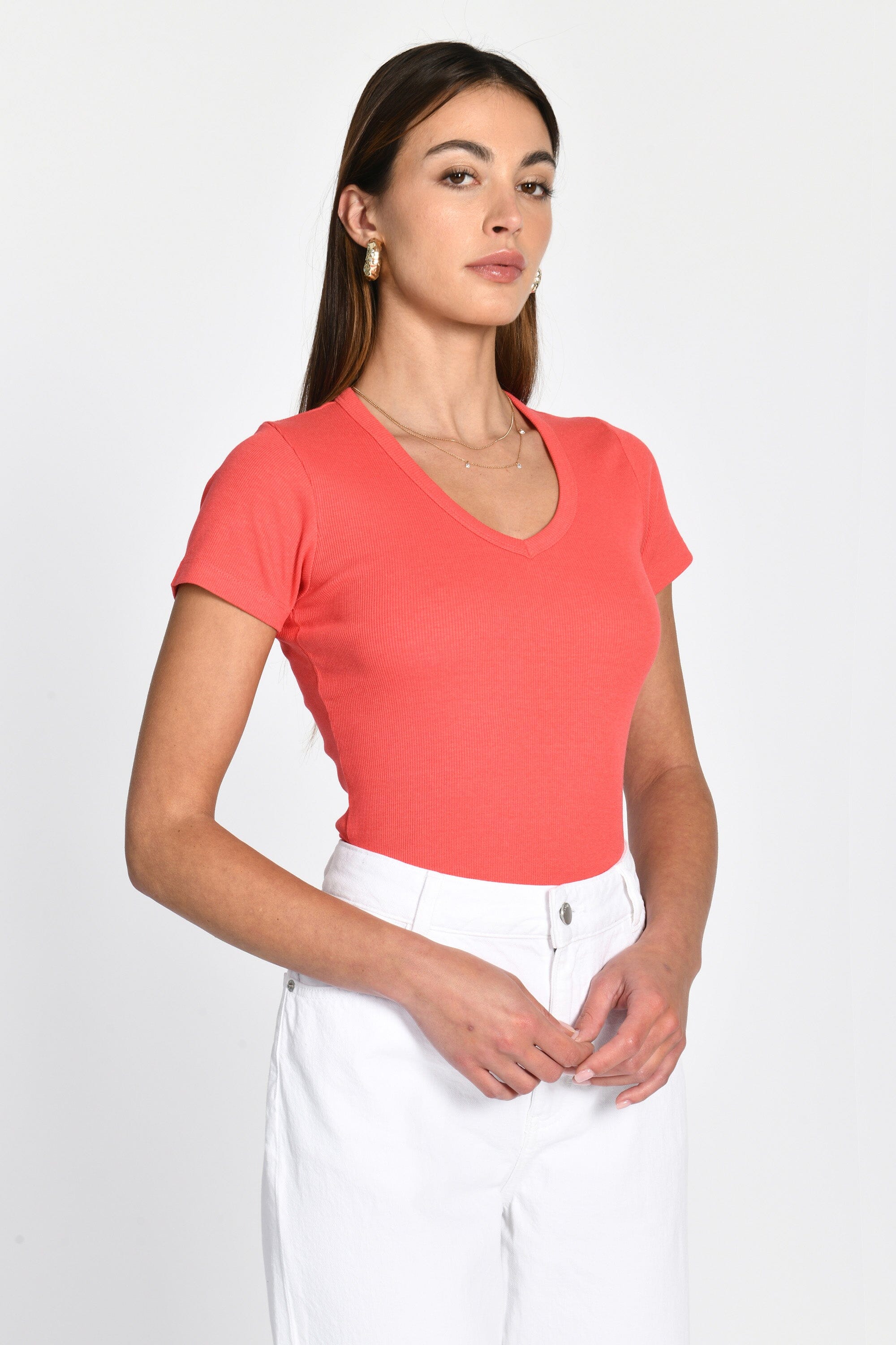 T-SHIRT CÔTELÉ V CLAIRE STRAWBERRY TEE SHIRT KOOKAI Mode Kookai