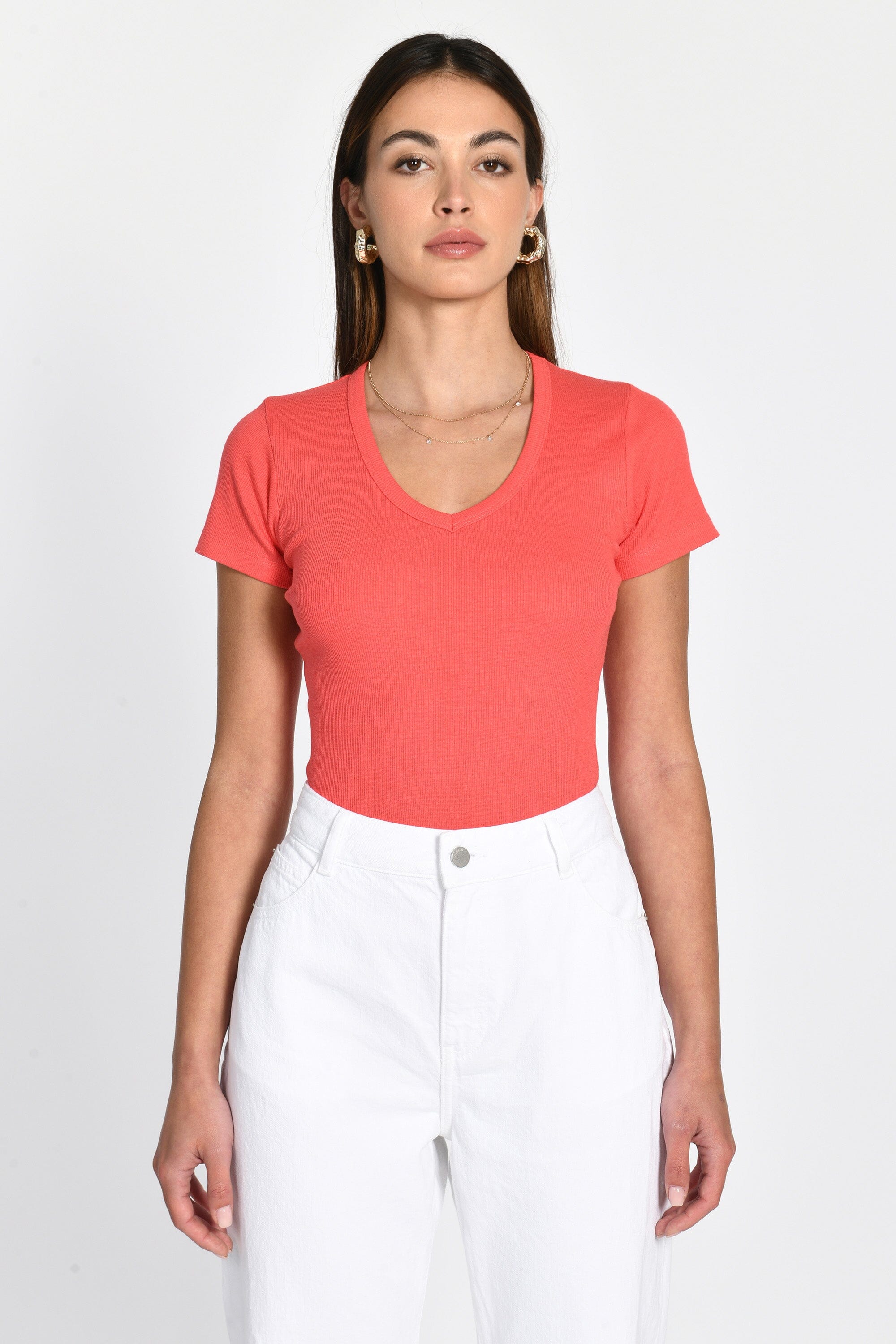T-SHIRT CÔTELÉ V CLAIRE STRAWBERRY TEE SHIRT KOOKAI Mode Kookai