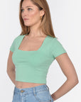 T-SHIRT CROP MARGAUX GREEN TEE SHIRT KOOKAI Mode Kookai