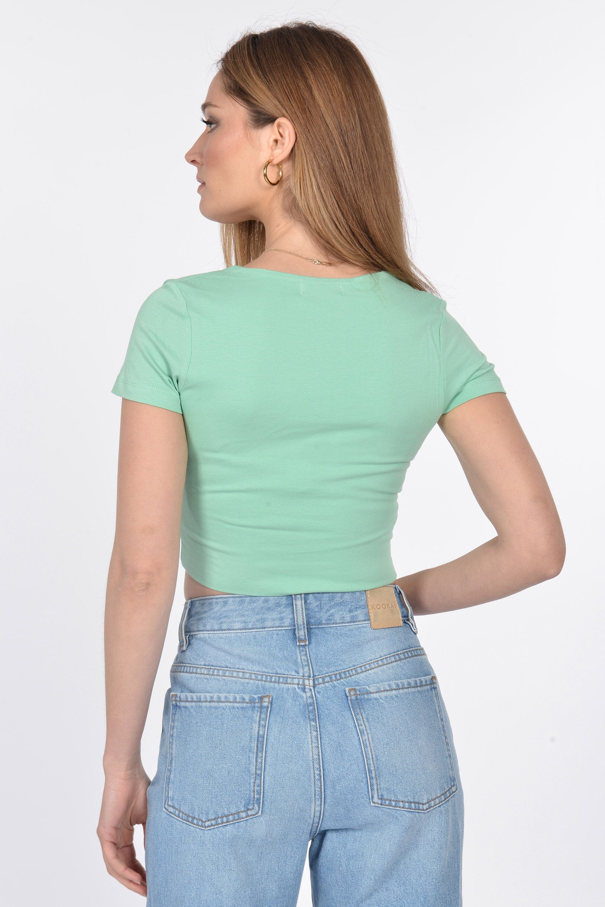T-SHIRT CROP MARGAUX GREEN TEE SHIRT KOOKAI Mode Kookai