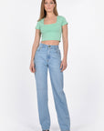 T-SHIRT CROP MARGAUX GREEN TEE SHIRT KOOKAI Mode Kookai