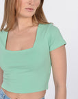 T-SHIRT CROP MARGAUX GREEN TEE SHIRT KOOKAI Mode Kookai
