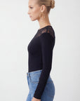 T-SHIRT DENTELLE - CURTIS - NOIR TEE SHIRT NEW KOOKAI Mode Kookai