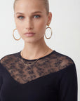 T-SHIRT DENTELLE - CURTIS - NOIR TEE SHIRT NEW KOOKAI Mode Kookai