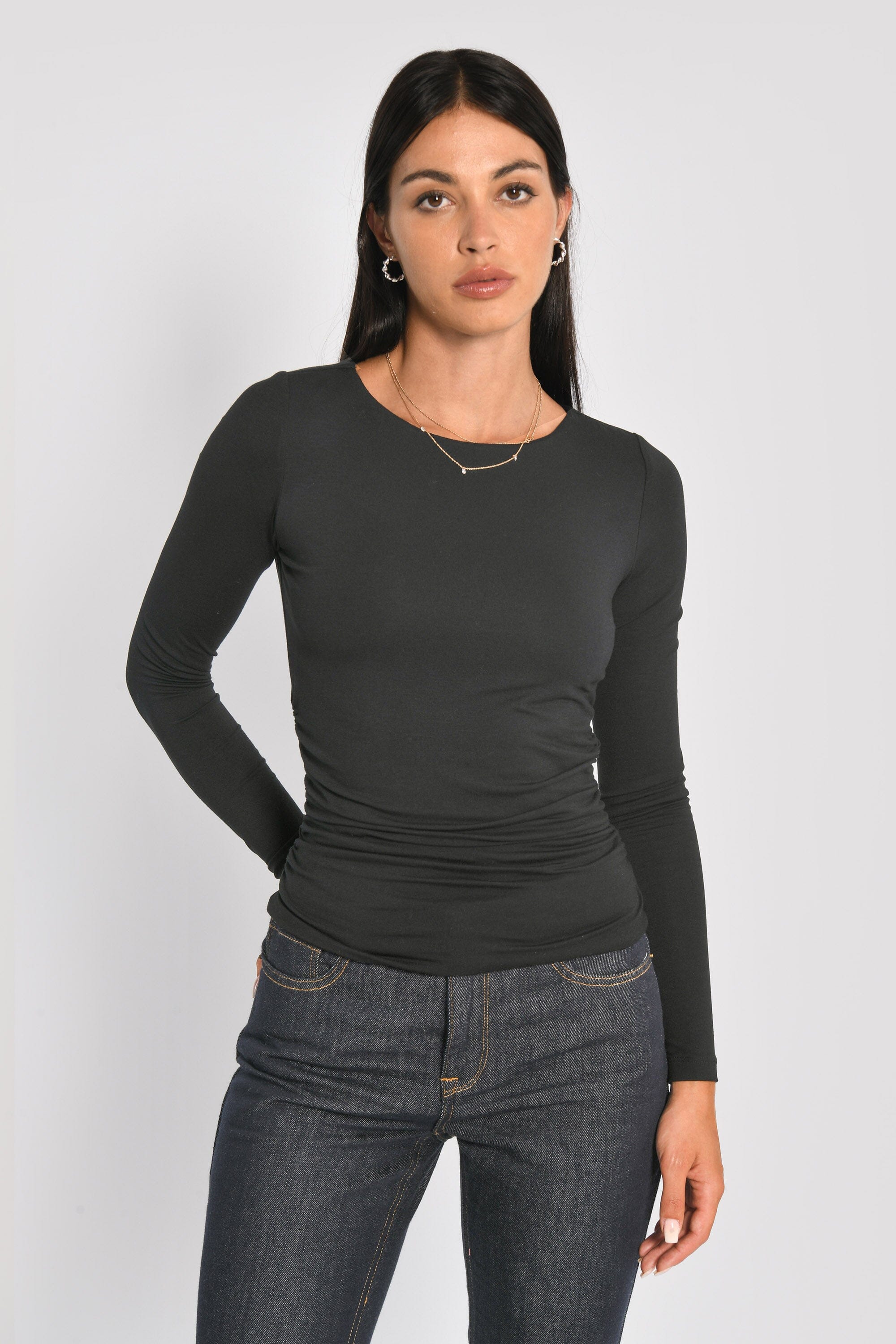 T-SHIRT DRAPÉ COTES SIA NOIR TEE SHIRT NEW KOOKAI Mode Kookai