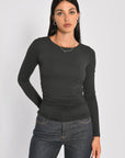 T-SHIRT DRAPÉ COTES SIA NOIR TEE SHIRT NEW KOOKAI Mode Kookai
