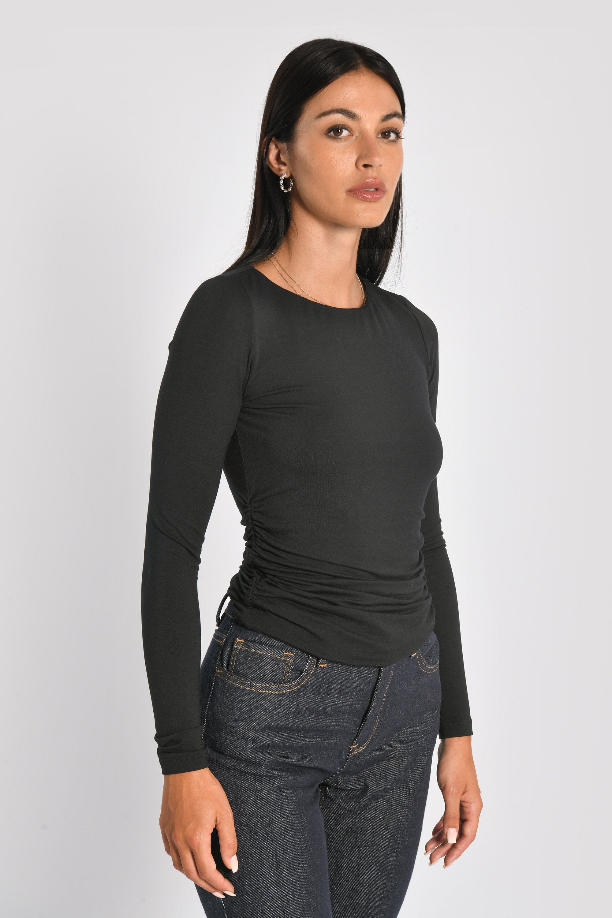 T-SHIRT DRAPÉ COTES SIA NOIR TEE SHIRT NEW KOOKAI Mode Kookai