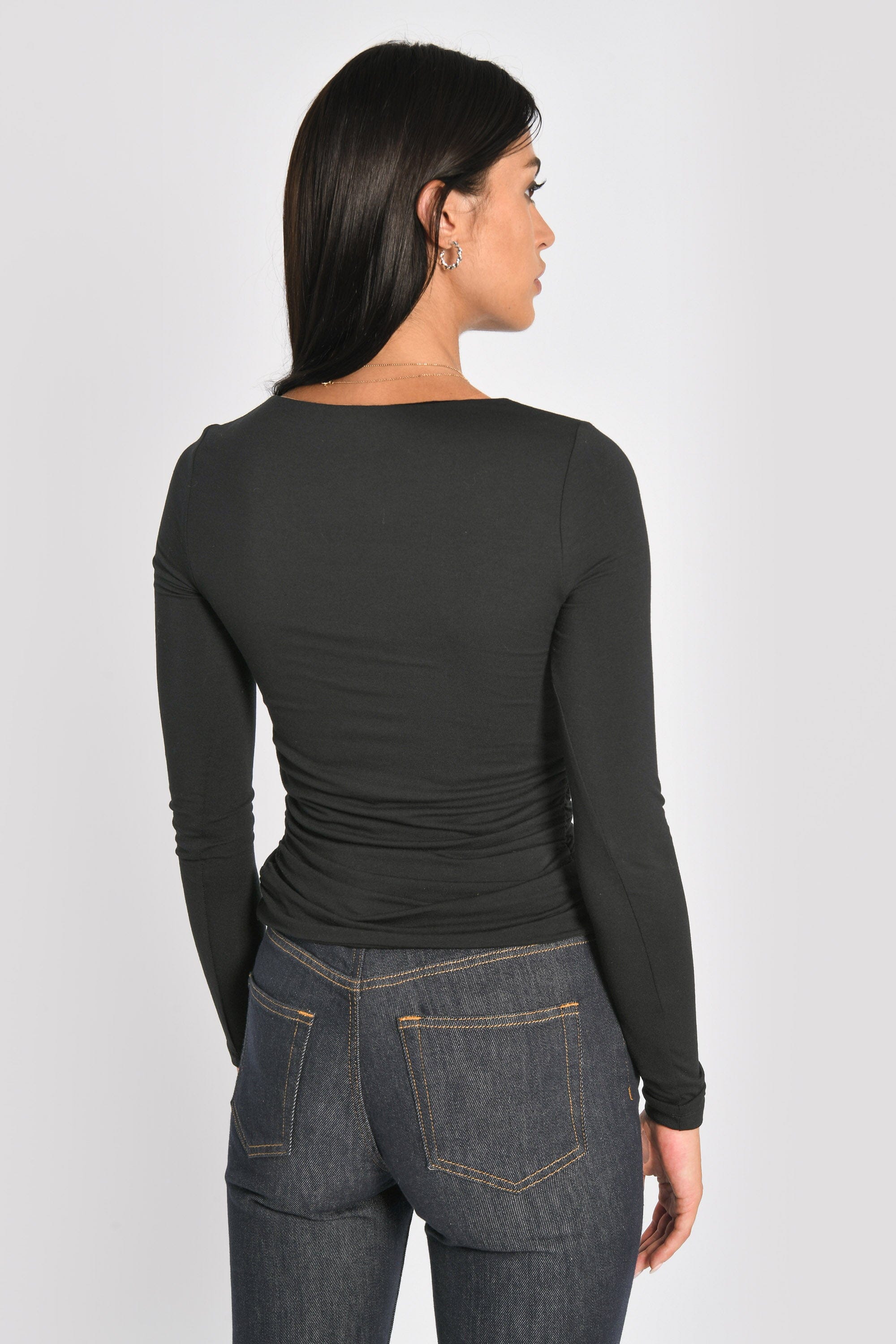 T-SHIRT DRAPÉ COTES SIA NOIR TEE SHIRT NEW KOOKAI Mode Kookai