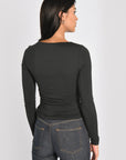 T-SHIRT DRAPÉ COTES SIA NOIR TEE SHIRT NEW KOOKAI Mode Kookai