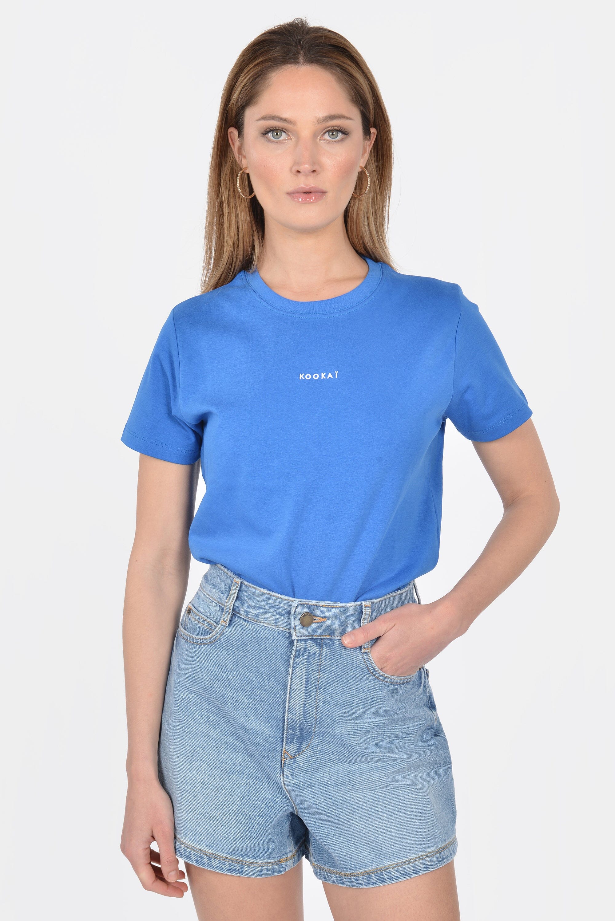 T-SHIRT LOGO CYAN TEE SHIRT KOOKAI Mode Kookai