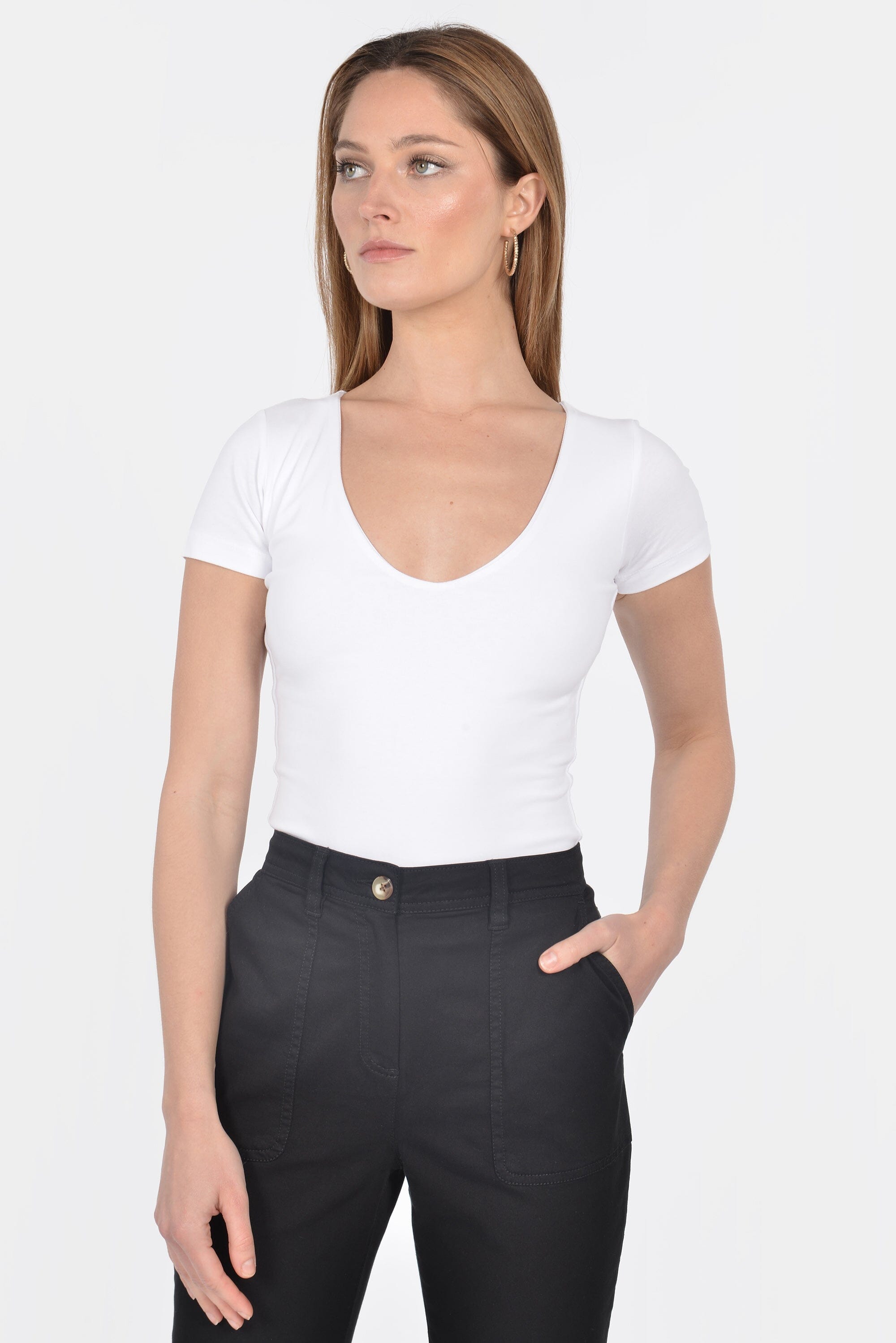 T-SHIRT V ARRONDI MATHIDA BLANC TEE SHIRT KOOKAI Mode Kookai