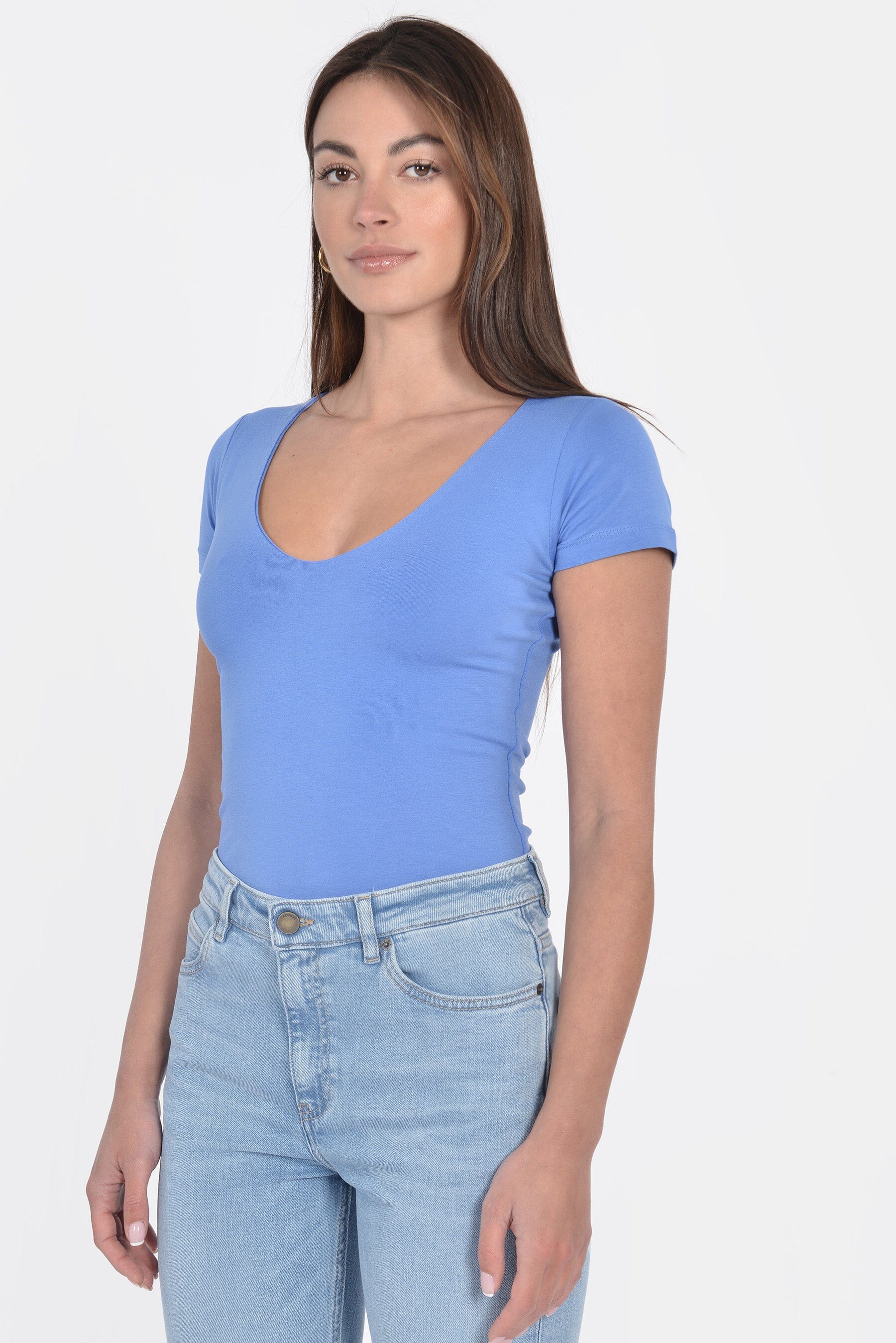 T-SHIRT V ARRONDI MATHILDA BLUE TEE SHIRT KOOKAI Mode Kookai